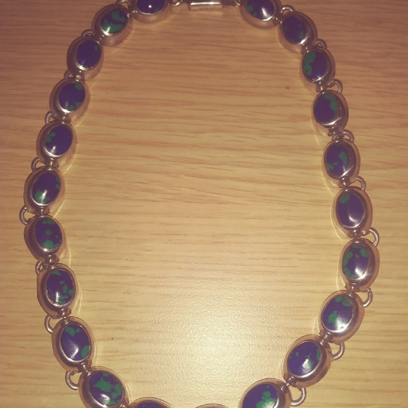 Vintage Sterling Azurite Necklace - Picture 2 of 5